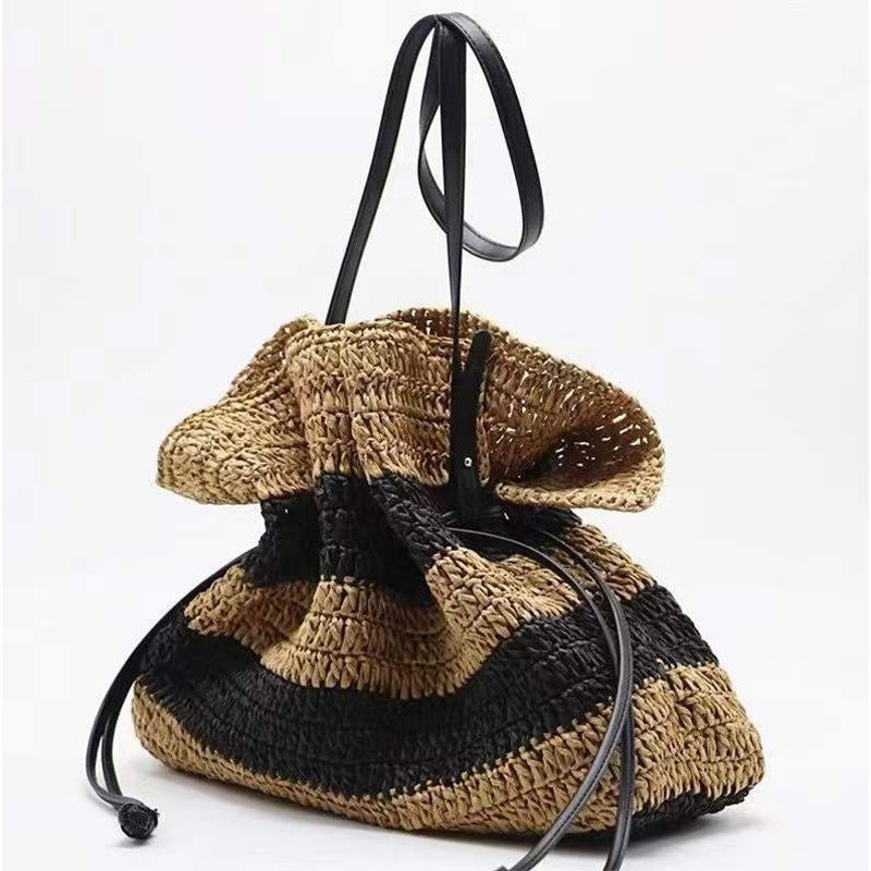 Rayani™ – Sac Seau Rayé en Paille à Cordon
