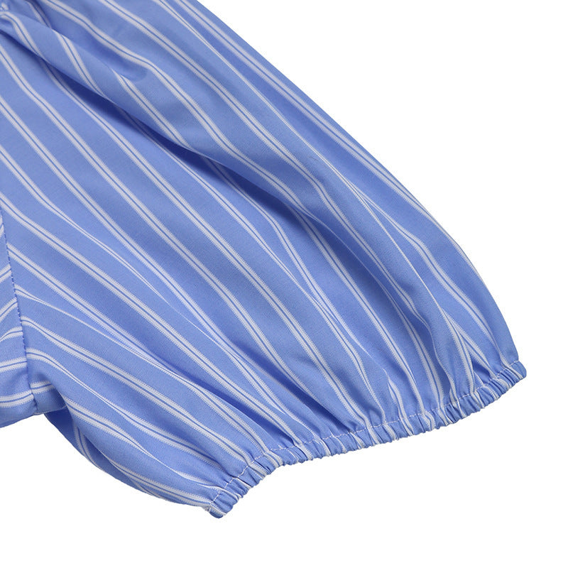 Robe Maerine™ – Élégance Rayée & Détails Noués