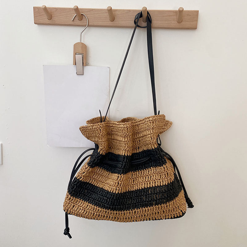 Rayani™ – Sac Seau Rayé en Paille à Cordon