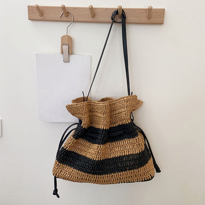 Rayani™ – Sac Seau Rayé en Paille à Cordon