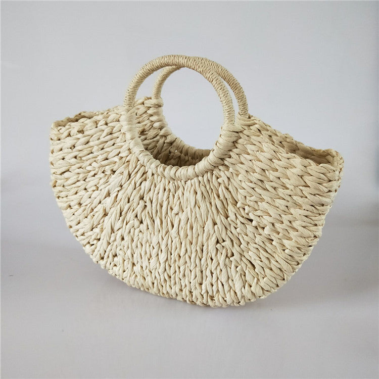 Soléa™ – Sac Demi-Lune en Paille Naturelle