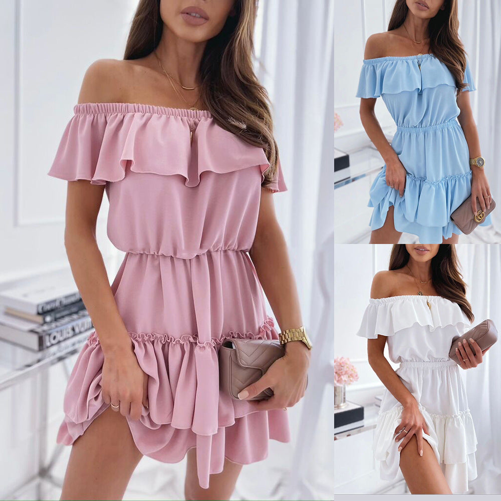 Robe Épaule Nue à Volants | Inès™