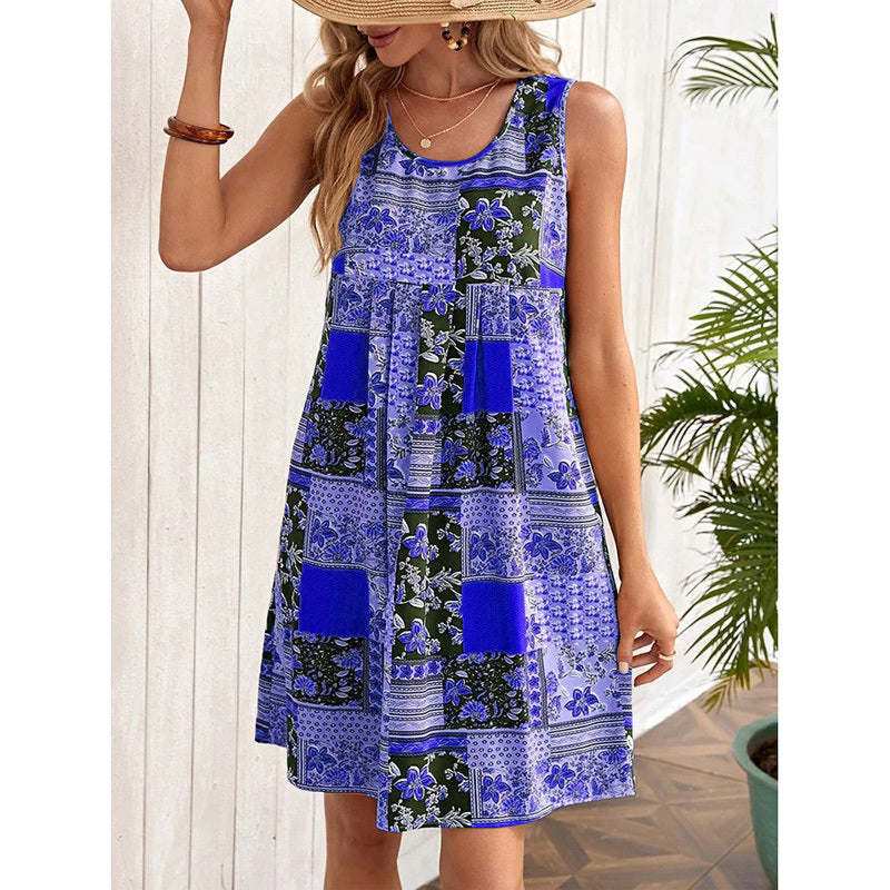 Robe Bohème Fleurie Sans Manches | Léana™