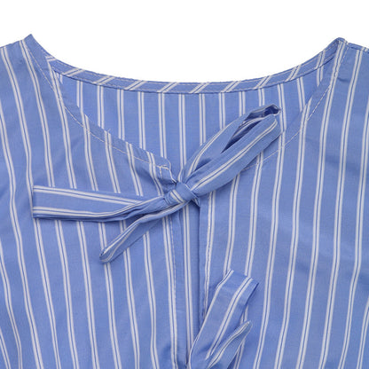 Robe Maerine™ – Élégance Rayée & Détails Noués