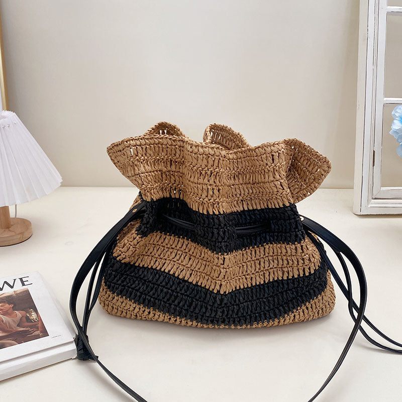 Rayani™ – Sac Seau Rayé en Paille à Cordon