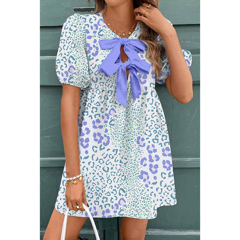 Robe Noémie™ | Nœud Lavande & Imprimé