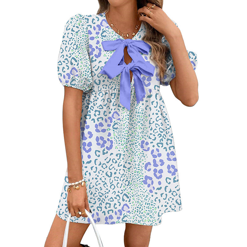 Robe Noémie™ | Nœud Lavande & Imprimé