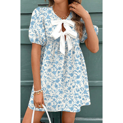 Robe Noémie™ | Nœud Lavande & Imprimé