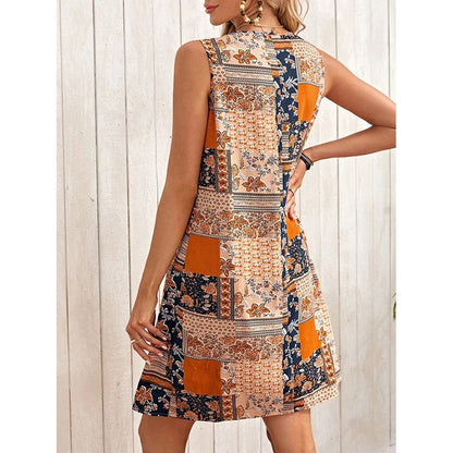Robe Bohème Fleurie Sans Manches | Léana™